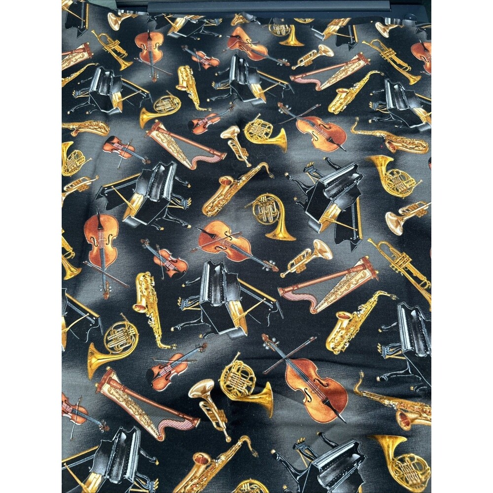Kanvas Tossed Instruments Music Print Cotton Quilting Fabric Maria Kalinowski